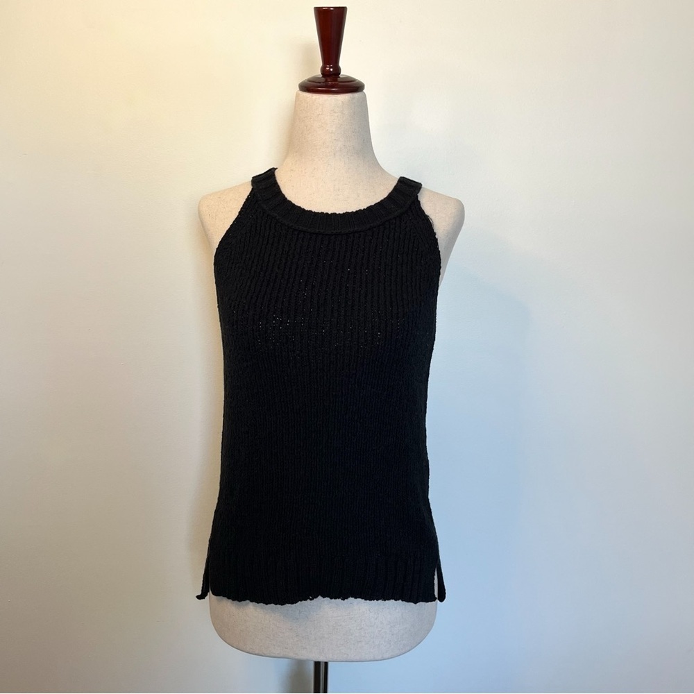 Black Knit Halter Tank Top by Point Sur size small